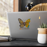 Butterfly Sticker with Inspirational Quote - Yellow and Brown Butterfly Design - Laptop Decal for Computer and Water Bottles
