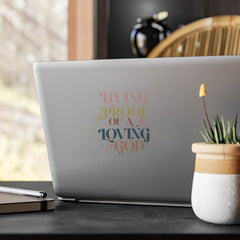 Laptop Sticker - Multicolor - Living Proof of a Loving God - Desk Decor