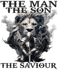 Silver Laptop with Black and White The Man The Son The Saviour Sticker for Office Use