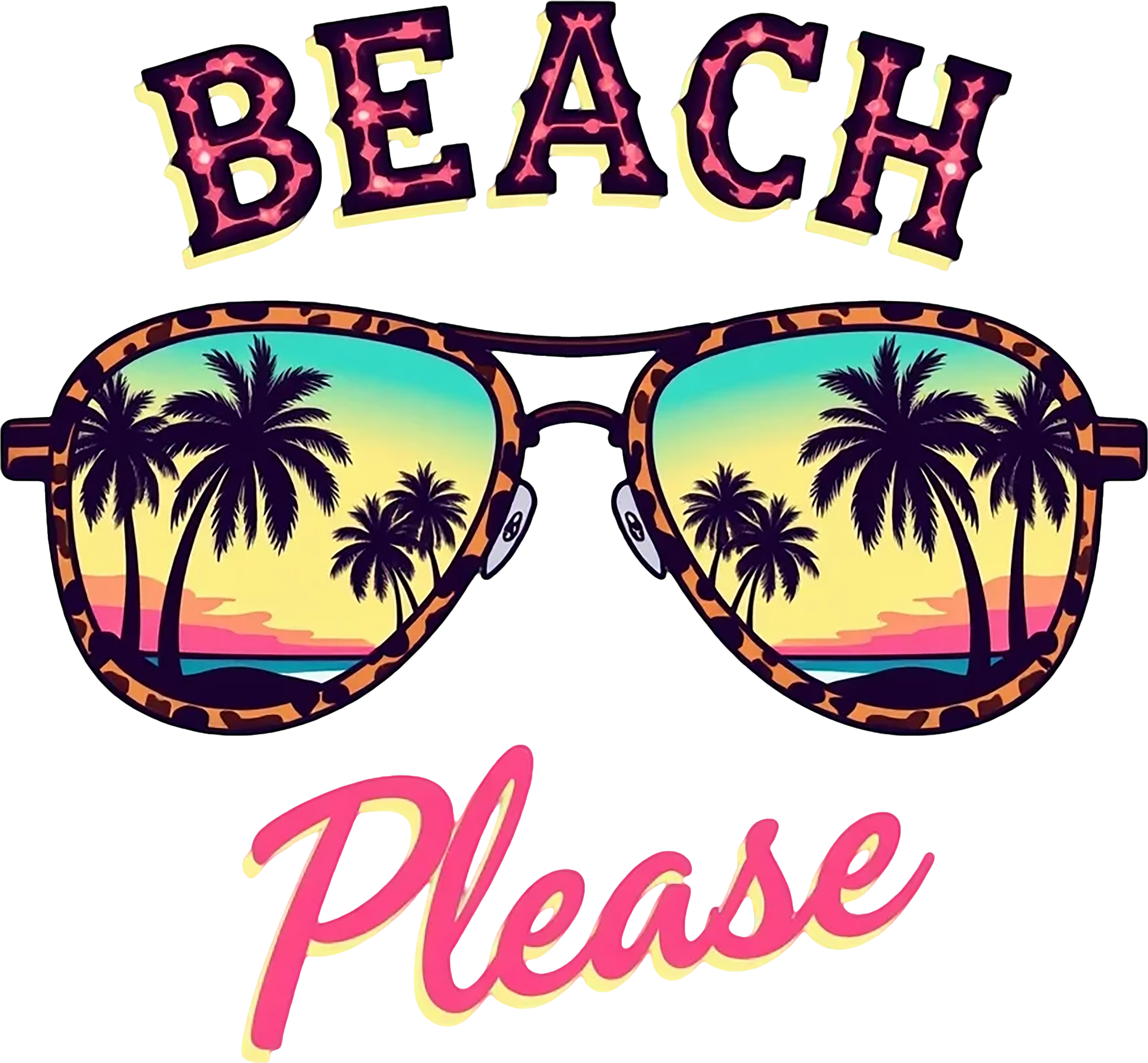 Beach Please Sticker for Black Mug & Other materials use for MOM