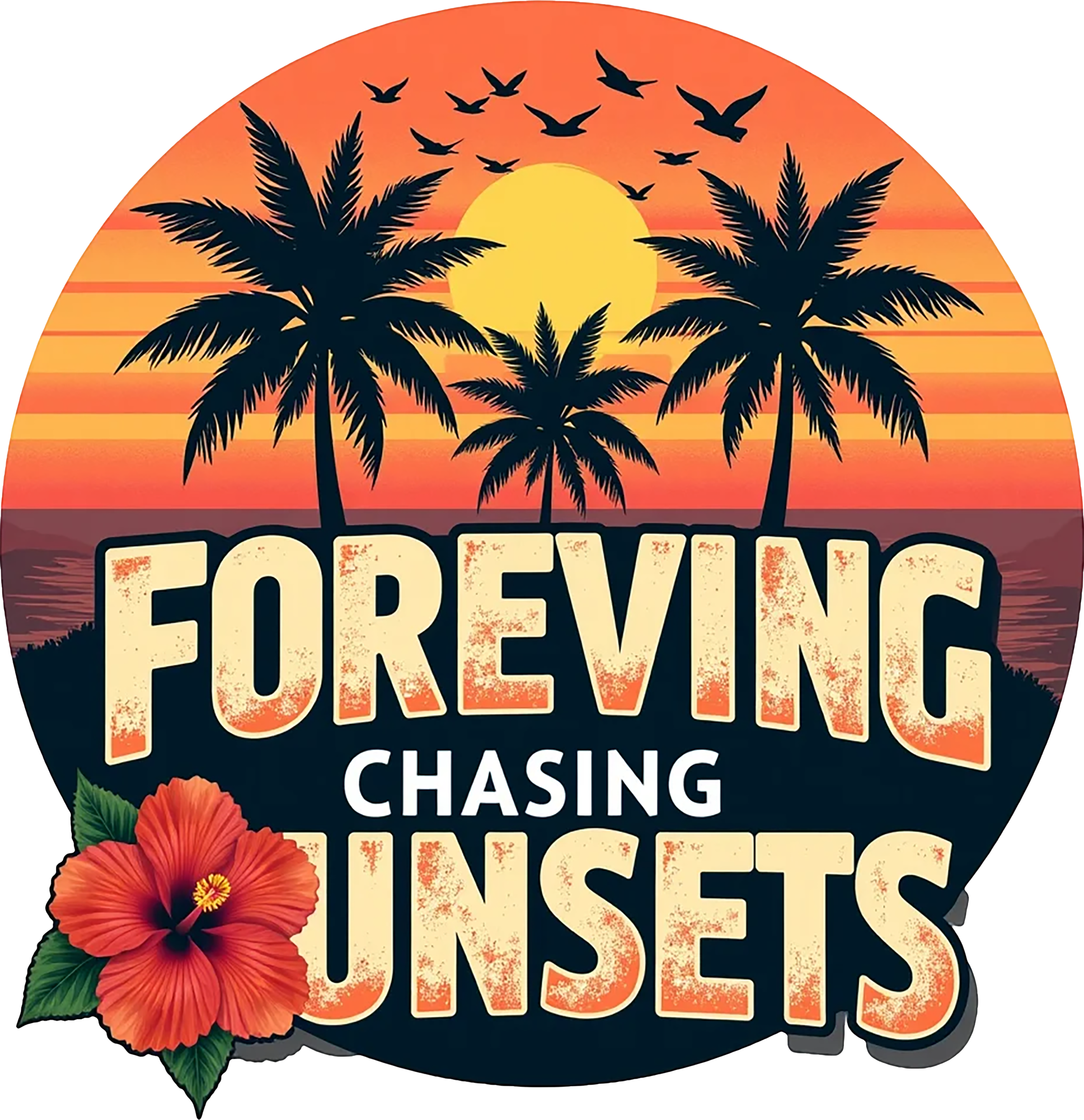 Foreving Sunsets Sticker for Black Mug & Other materials use for Holiday